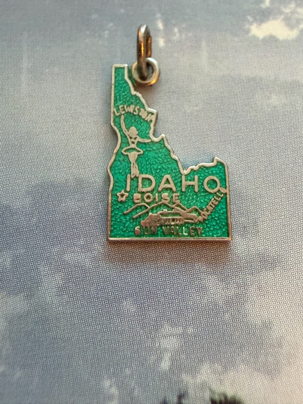 Idaho State Charm Pendant with Green Enamel